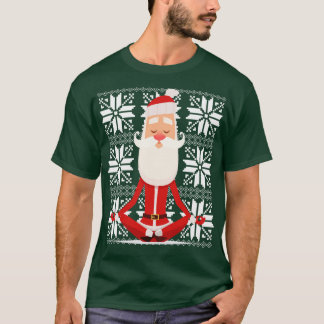 T-shirt Yoga Père Noël méditant le dessin laide du pull de
