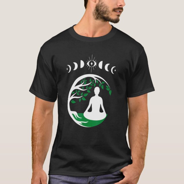 T-shirt Yoga Phases of the Moon Third Eye Tree (Devant)