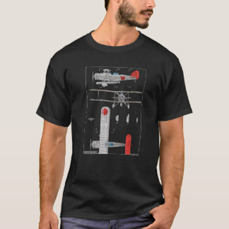 T-shirt Yokosuka B4Y Japanese WW2 Biplane Diagram Premium