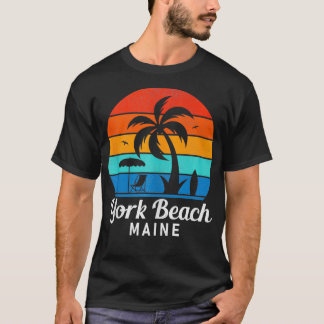 T-shirt York Beach Maine Palm Tree Coucher de soleil Vinta
