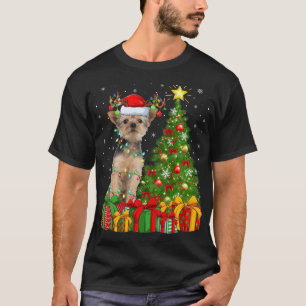 T-shirt Yorkie Chien Éclairage Xmas Arbre Santa Hat Yorkie