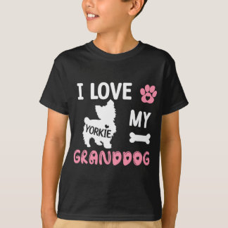 T-shirt Yorkie Chien Grandma Cadeaux J'Aime Mon Grand-Chie