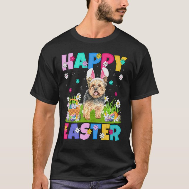 T-shirt Yorkie Chien Heureux Bunny de Pâques Yorkie Pâques (Devant)