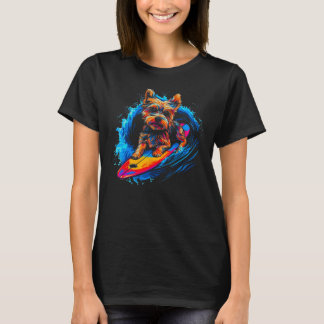 T-shirt Yorkie Chien Yorkshire Terrier Surf 1