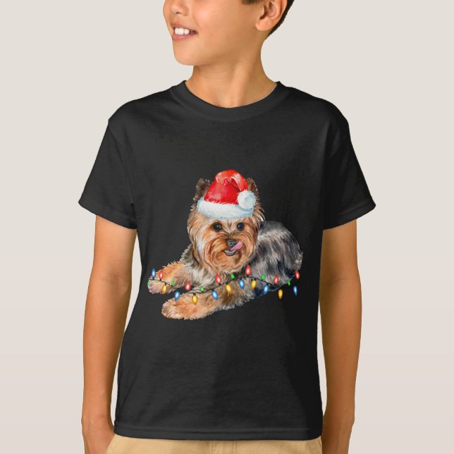 T-shirt Yorkie Christmas Light Chien Chien Chien Chien Chi (Devant)