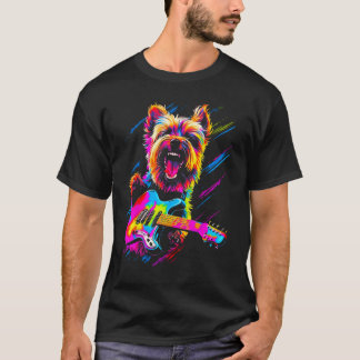 T-shirt Yorkie Dog Yorkshire Terrier Guitar