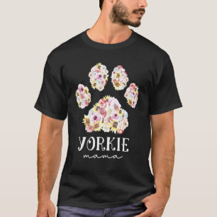 T-shirt Yorkie Mama Floral Dog Paw