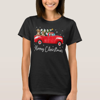 T-shirt Yorkie Red Truck Noël Santa Hat Chien Noël Noël