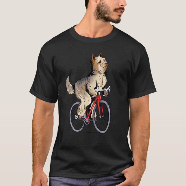 T-shirt Yorkie Riding Bicycle Cute Biker Cyclist (Devant)