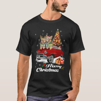 T-shirt Yorkie sur Camion Rouge Chien de pyjama de Noël