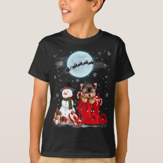 T-shirt Yorkie Terrier Santa Hat Snowman Boot Père Noël so