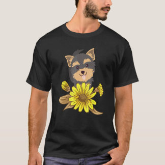 T-shirt Yorkie Yorkshire Terrier Tournesol mou Chien flora