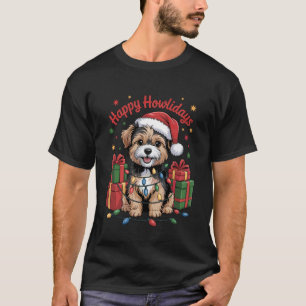 T-shirt Yorkipoo mignon chapeau de Père Noël Noël Xmas Amo