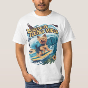 T-shirt Yorkshire aquatique Terrier surf la vague