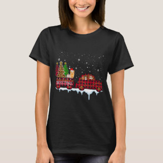 T-shirt Yorkshire Chien Noël Camion Rouge Plaqué Père Noël