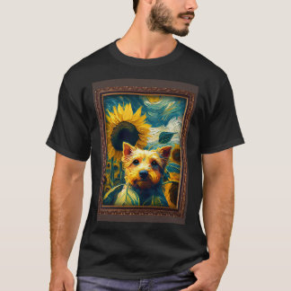 T-shirt Yorkshire Peinture Fleur de tournesol Maman Femmes