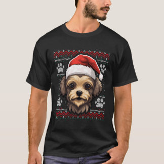 T-shirt Yorkshire Santa Hat Noël Funny Chien Maman Papa