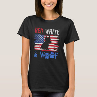 T-shirt Yorkshire Terrier American Flag USA Red White & Wo