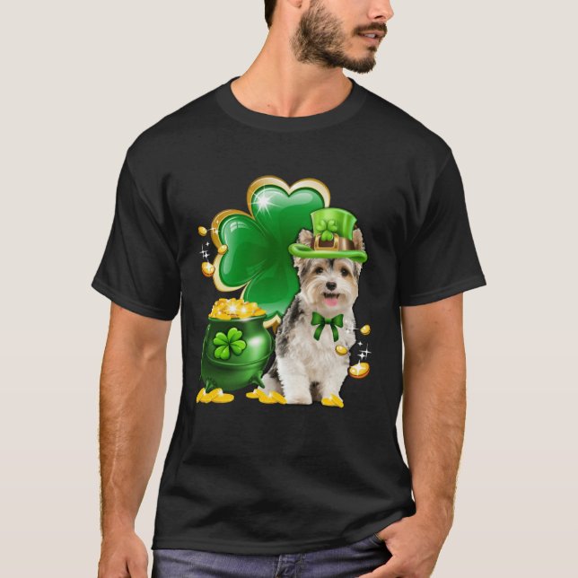 T-shirt Yorkshire Terrier Chien Shamrock Irish Saint St Pa (Devant)