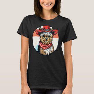 T-shirt Yorkshire Terrier Cowboy Funny Chien Wild West