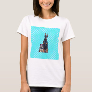 T-shirt Yorkshire Terrier Doberman Pois bleus