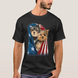 T-shirt Yorkshire Terrier Drapeau américain 4 juillet Patr