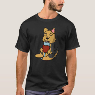 T-shirt Yorkshire Terrier Drinking Wine Dog  