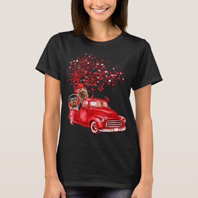 T-shirt Yorkshire Terrier équitation Camion Valentine Butt (Devant)