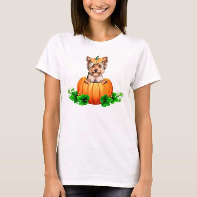 T-shirt Yorkshire Terrier Halloween Jack-O-Lantern (Devant)