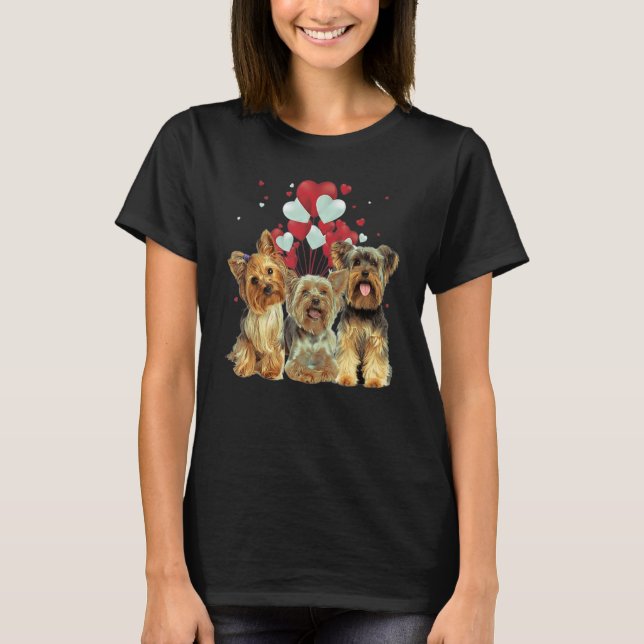 T-shirt Yorkshire Terrier Heart Love Valentine Balloon (Devant)