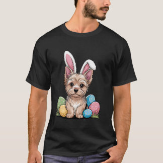 T-shirt Yorkshire Terrier Lapin de Pâques Oeufs Chasse Drô