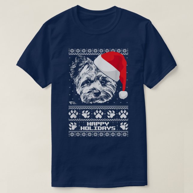 T-shirt Yorkshire Terrier mignon Joyeuses Fêtes de Noël (Design devant)