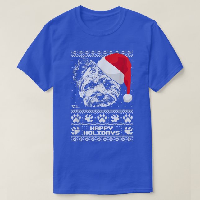 T-shirt Yorkshire Terrier mignon Joyeuses Fêtes de Noël (Design devant)
