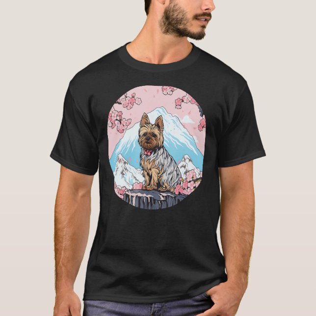 T-shirt Yorkshire Terrier Mont Fuji Funny Chien Landmark (Devant)