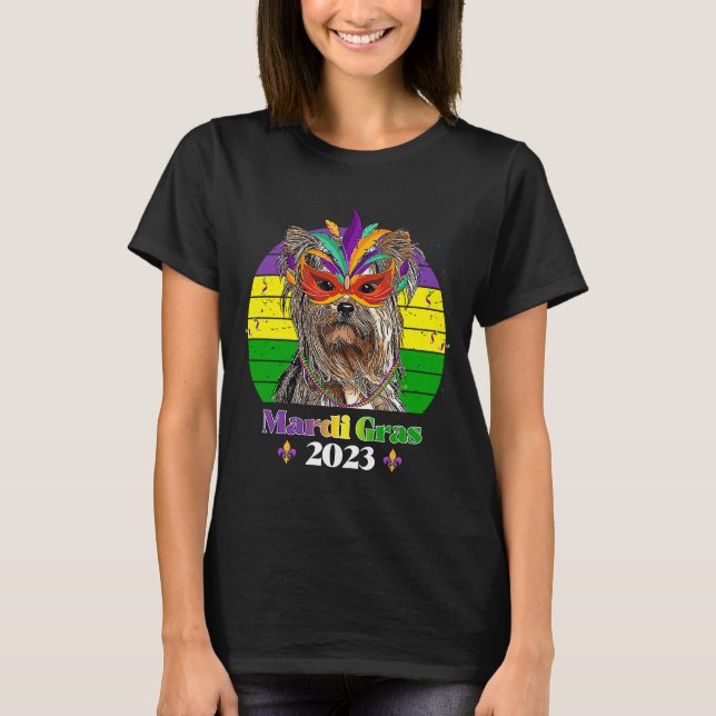 T-shirt Yorkshire Terrier Party Chien Mardi Gras 2023 (Devant)