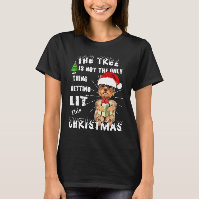 T-shirt Yorkshire Terrier Père Noël Casquette (Devant)