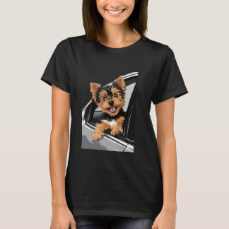 T-shirt Yorkshire Terrier Puppy Peeers Sortir D'Un Windo D