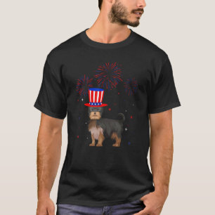 T-shirt Yorkshire Terrier Rouge Blanc Bleu Feu d'artifice 