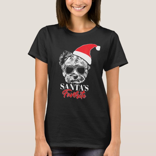 T-shirt Yorkshire Terrier Santas Noël favori (Devant)
