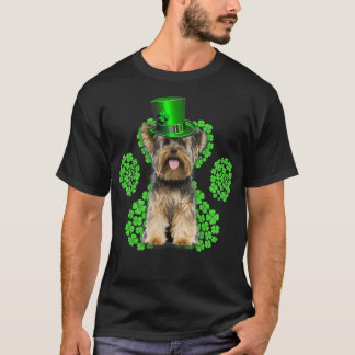 T-shirt Yorkshire Terrier Shamrock Paw Clovers St Patrick'