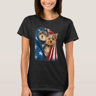 T-shirt Yorkshire Terrier Us Flag July 4th Patriotic Yorki