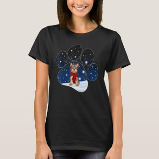 T-shirt Yorkshire Terrier Winter Snow Paw Dogs Christmas
