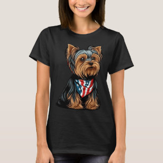T-shirt Yorkshire Terrier With American Flag Patriotic USA