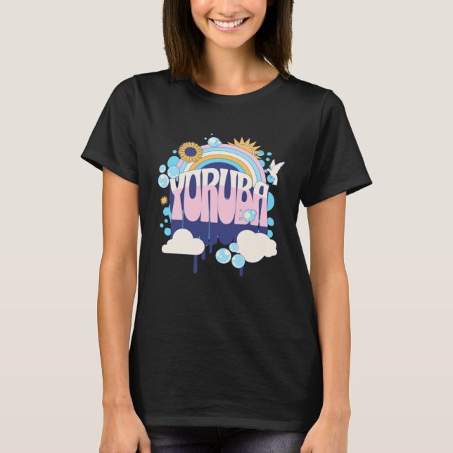 T-shirt Yoruba Paix 60s Lettering Ancestry Initiation DN (Devant)
