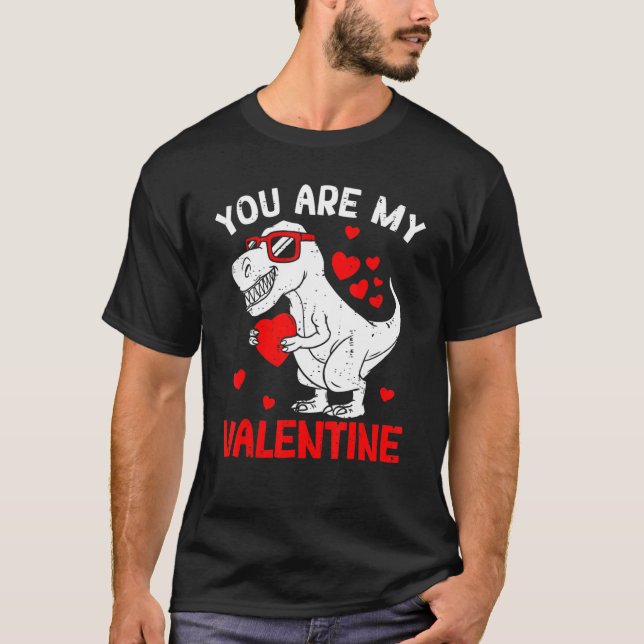 T-shirt You Are My Valentine Dinosaur Rex Retro Valentine' (Devant)
