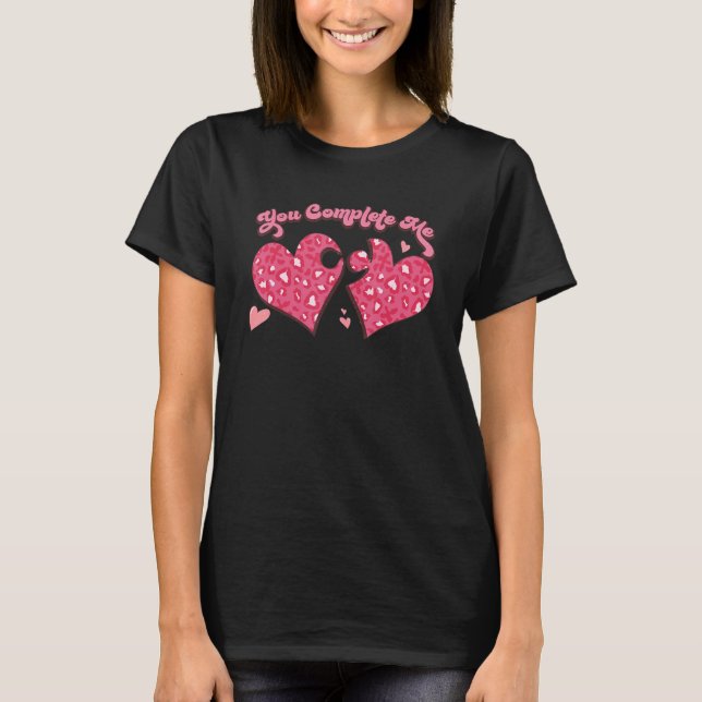 T-shirt You Complete Me Heart Puzzle Valentines Love Perfe (Devant)