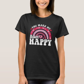 T-shirt You Make My Heart Happy Rainbow Heart Valentine Me