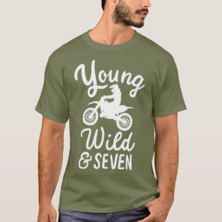 T-shirt Young Wild And Seven Funny 7th Birthday Biker
