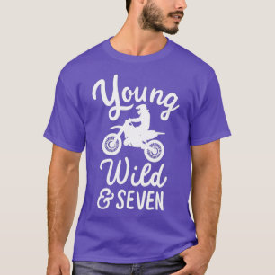 T-shirt Young Wild And Seven Funny 7th Birthday Biker