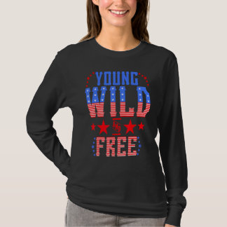 T-shirt Young Wild & Free Memorial Day Patriotic Mom Girl